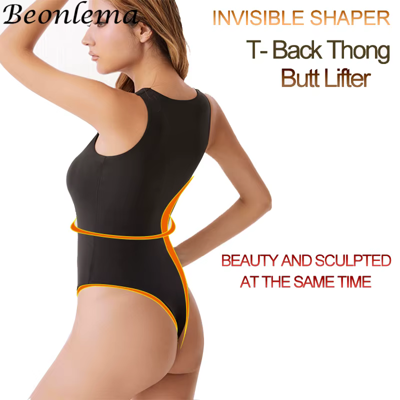 Beonlema Body Sexy femme taille formateur mince ventre contrôle corps Shaper hauts sans manche sans couture ouvert entrejambe string Shapewear