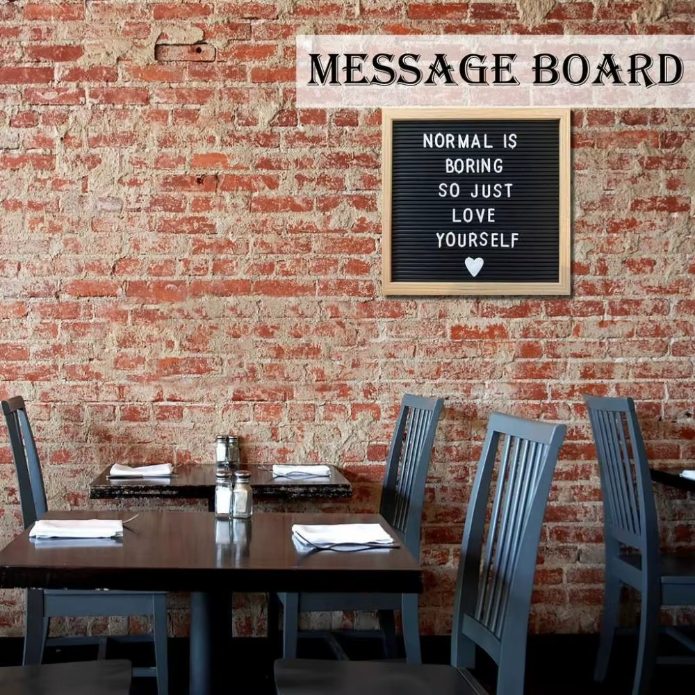 Nouvelle Arrivée Tableau de messages en bois simple avec symboles modifiables Décoration d'intérieur Tableau de lettres en feutre Tableau noir pour boutique
