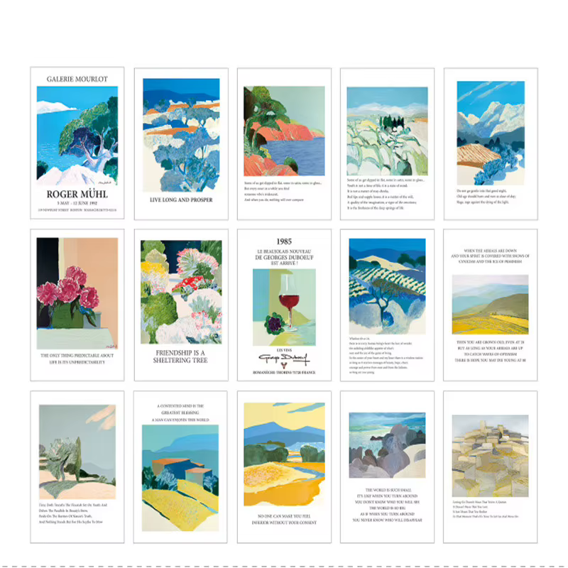 Cartes postales Vintage 15 feuilles, cartes de vœux à la mode, couverture de Magazine, carte de Message décorative, étiquette cadeau, carte postale de souhait de bénédiction