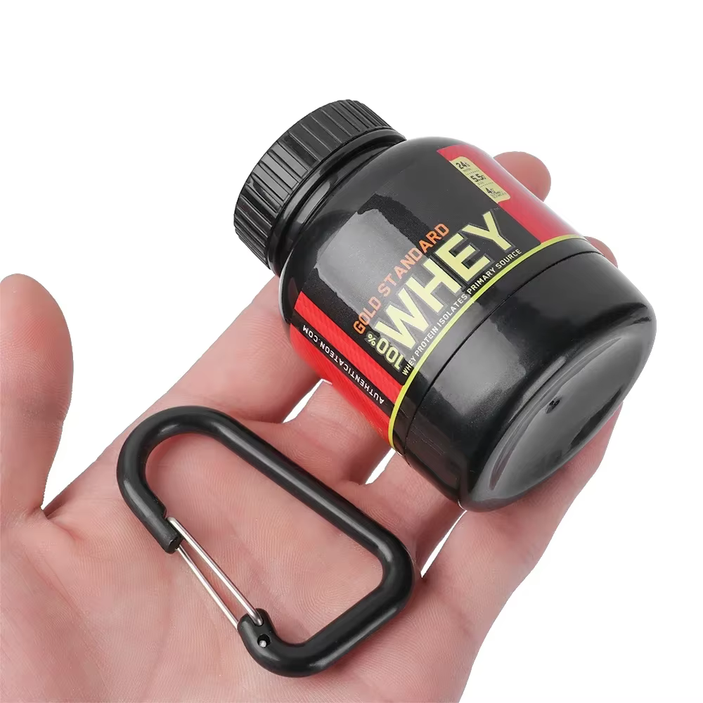 Bouteille de poudre de protéines Portable avec porte-clés de lactosérum, entonnoir de santé, boîte à médicaments, petite tasse d'eau, conteneur de camping en plein air