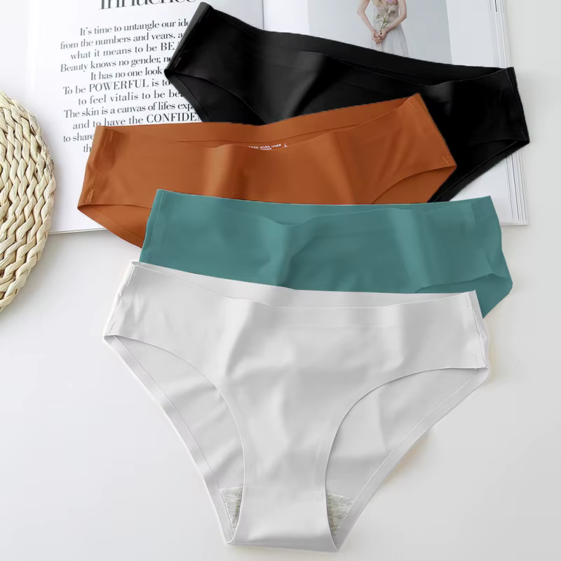 Sans couture femmes culottes soie Satin femme sous-vêtements confortable Lingerie sport respirant slips offre spéciale