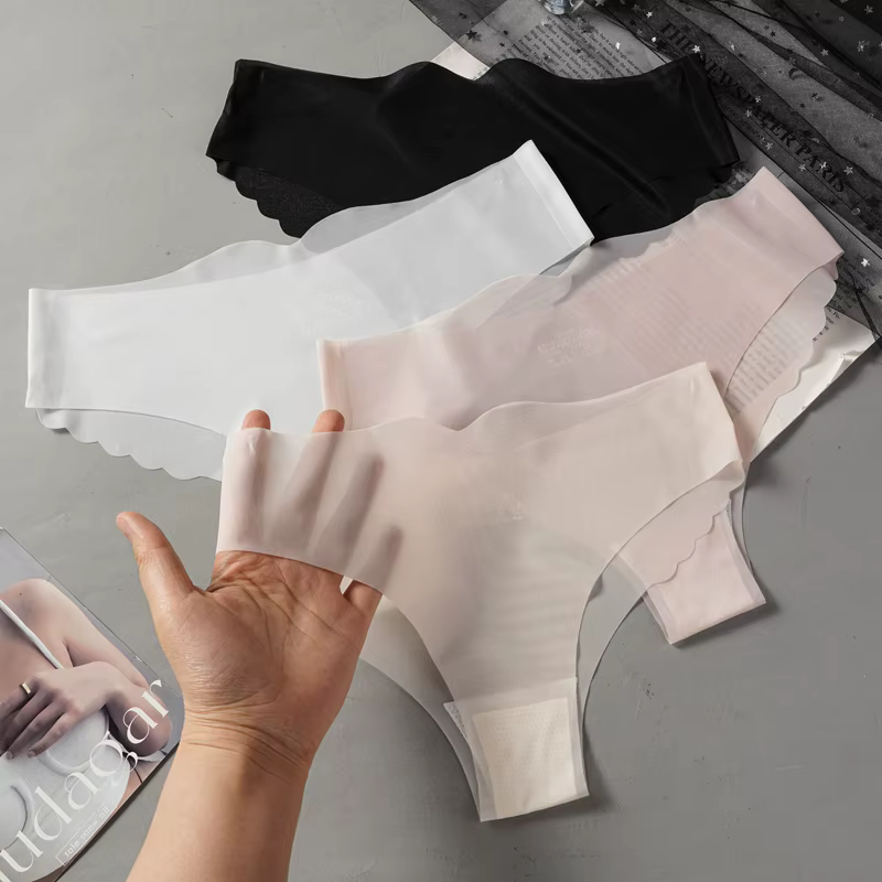 M-XL sans couture glace soie culottes femmes Sexy taille basse Ultra-mince Transparent slips antibactérien entrejambe sous-vêtement confortable