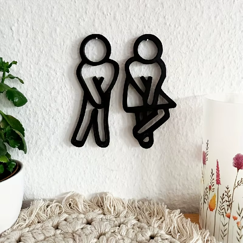 Décoration de panneaux de porte de WC, panneaux de toilette modernes pour hommes et femmes, panneaux de toilette, décoration de Contour, pièces suspendues, toilettes d'invités, salle de bain