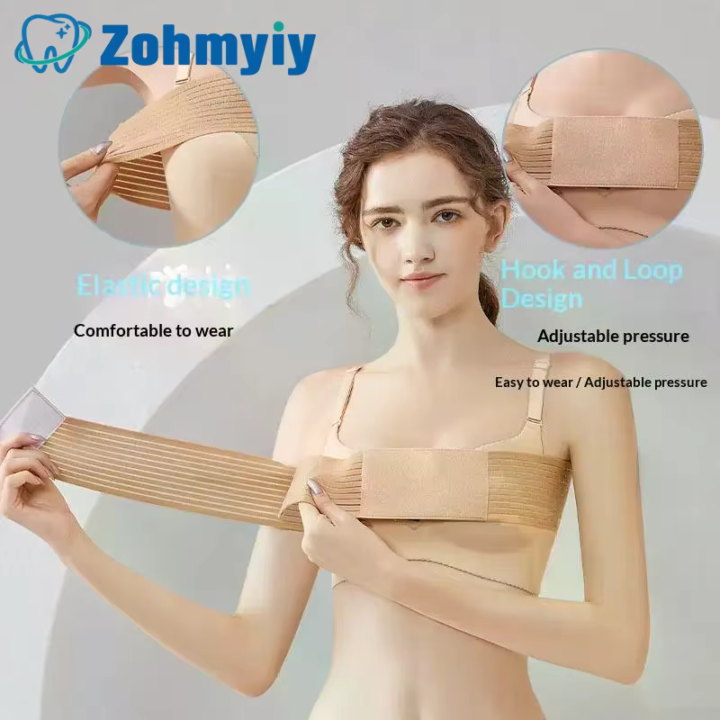 Stabilisateur d'implant mammaire post-chirurgical et bande de compression