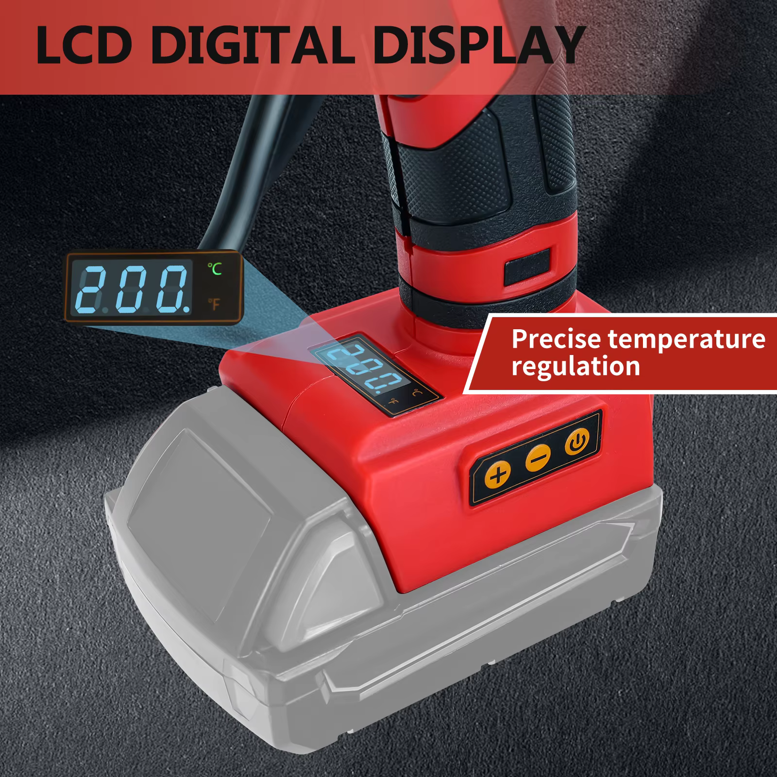 Pistolet à colle thermofusible sans fil 100 W 100 ℃ -200 ℃ Écran numérique LCD avec 10 bâtons de colle de 11 mm pour batterie Milwaukee 18 V (sans batterie)