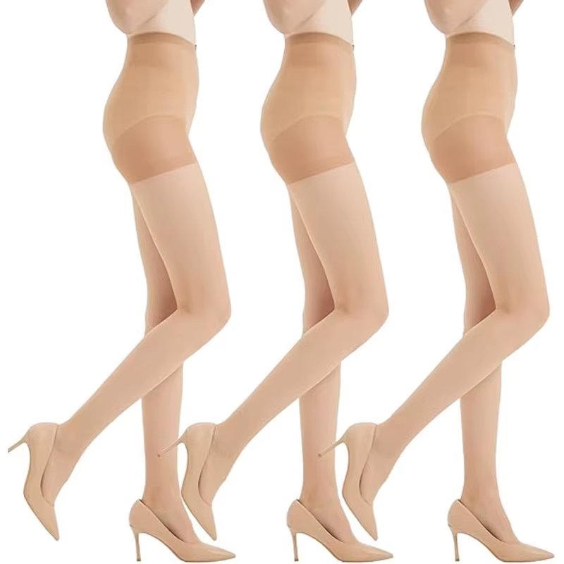 3 paires de collants 20D pour femmes avec haut de contrôle et orteils renforcés
