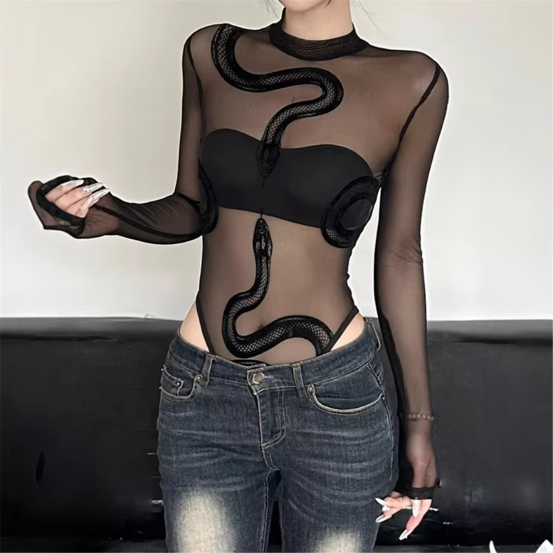 Body à manches longues en maille pour femmes