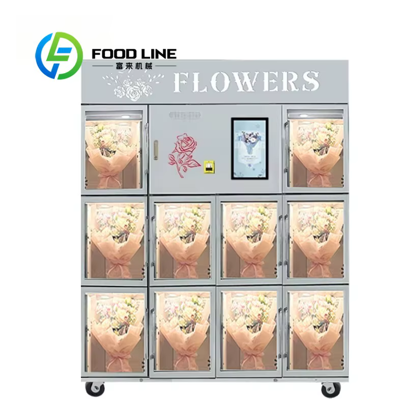 Distributeur automatique de fleurs en espèces, pièces de monnaie, cartes, paiement du code de numérisation, distributeur automatique en libre-service de roses et de fleurs fraîches