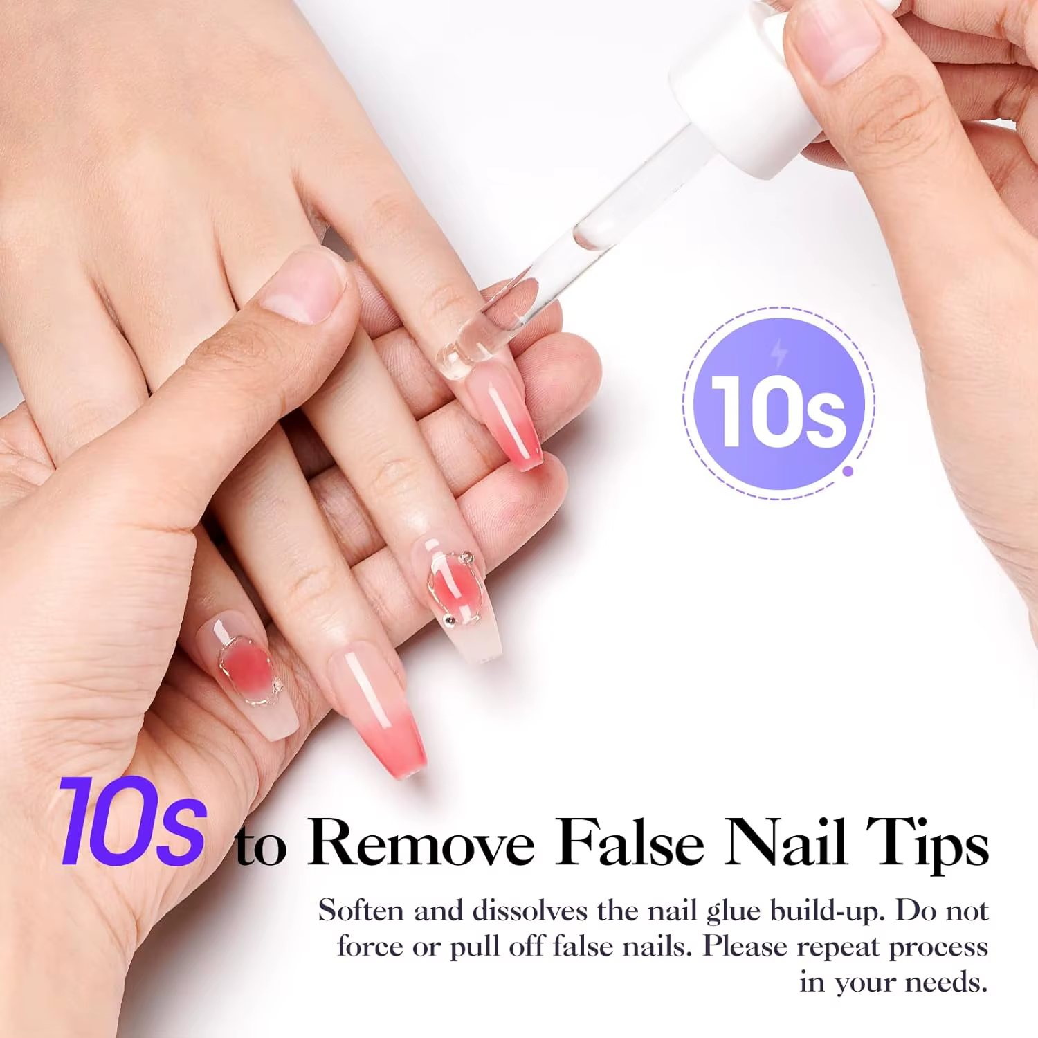 GELLEN 40ml Dissolvant de Colle à Ongles Formule Douce pour Ongles Postiches Gel UV Faux Ongles Dissolvant Sans Acétone Inodore Fournitures de Soins des Ongles