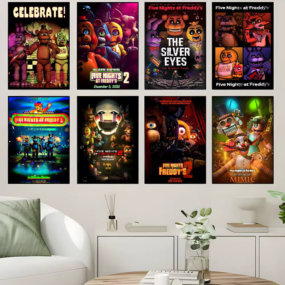 Affiche artistique autocollante classique Fnaf Five-nights-At-Freddys, impressions sur papier blanc, affiches artistiques, peinture murale esthétique