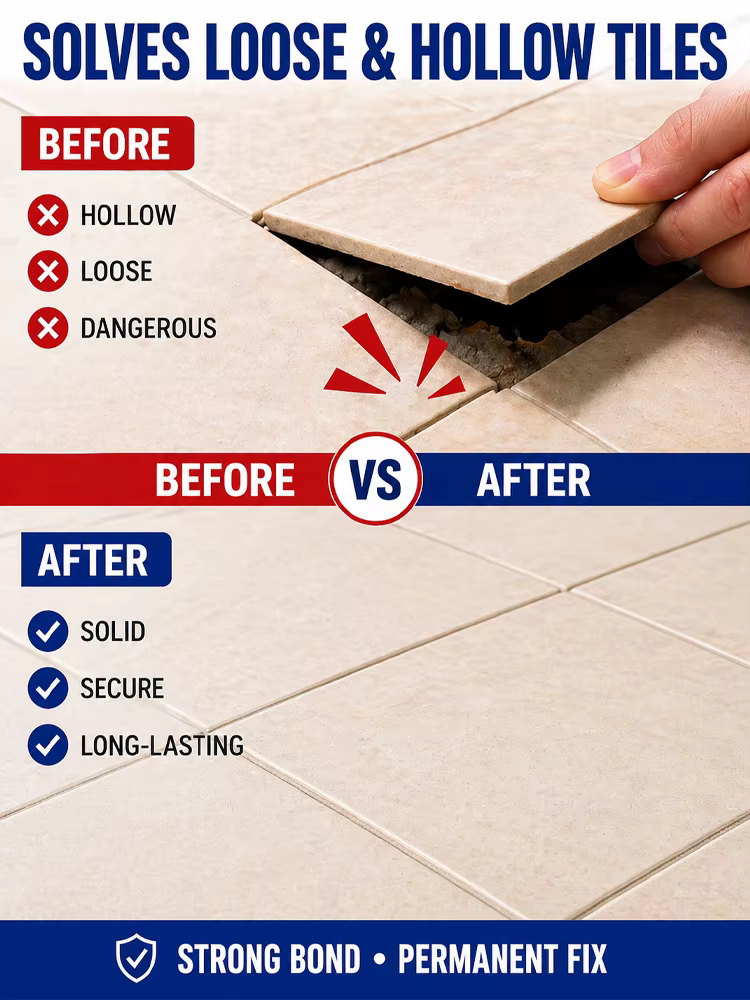Adhésif de réparation pour carrelage céramique, colle pour réparer les carreaux creux, solution de réparation de carrelage à séchage rapide et à forte adhérence