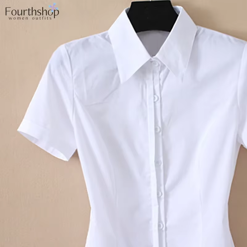 2025 body blanc femmes bureau dame affaires vêtements de travail manches courtes hauts et chemisiers chemises de mode combinaisons élégantes XL nouveau