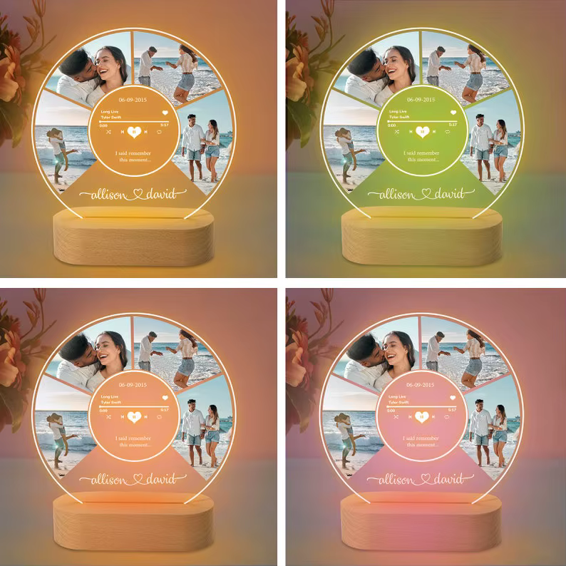 Plaque Personnalisée Spotify, en Acrylique, avec Veilleuse, pour Couples, Cadeaux d'Anniversaire