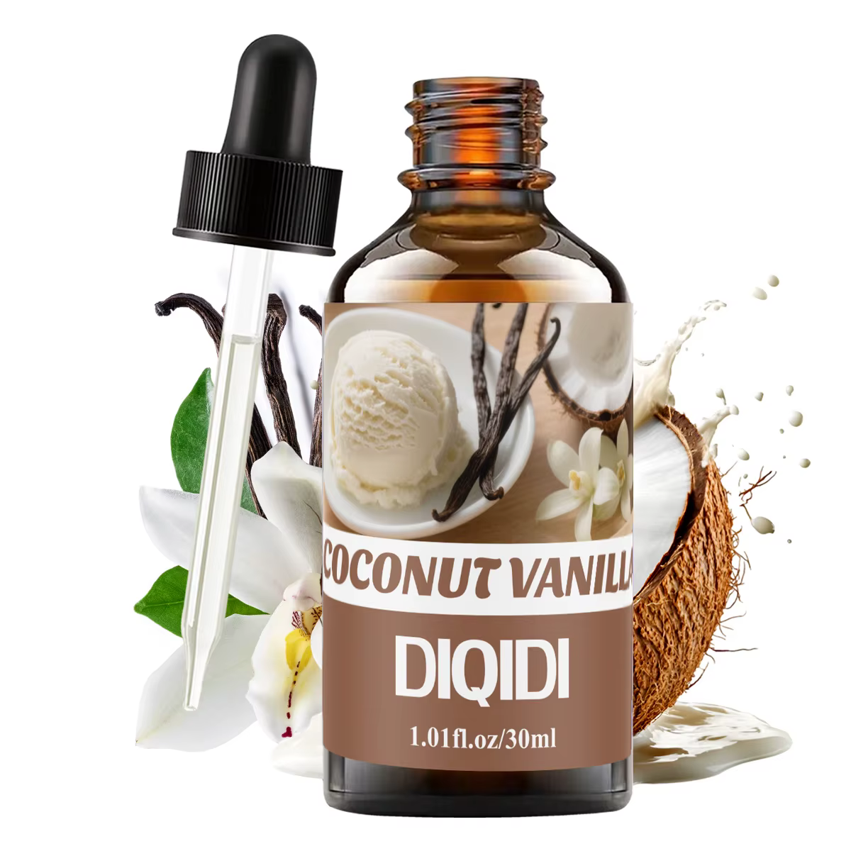 Huile essentielle de noix de coco et de vanille, 30ML, huile essentielle d'aromathérapie domestique, huile parfumée, diffuseur, humidificateur. Air frais, Noël