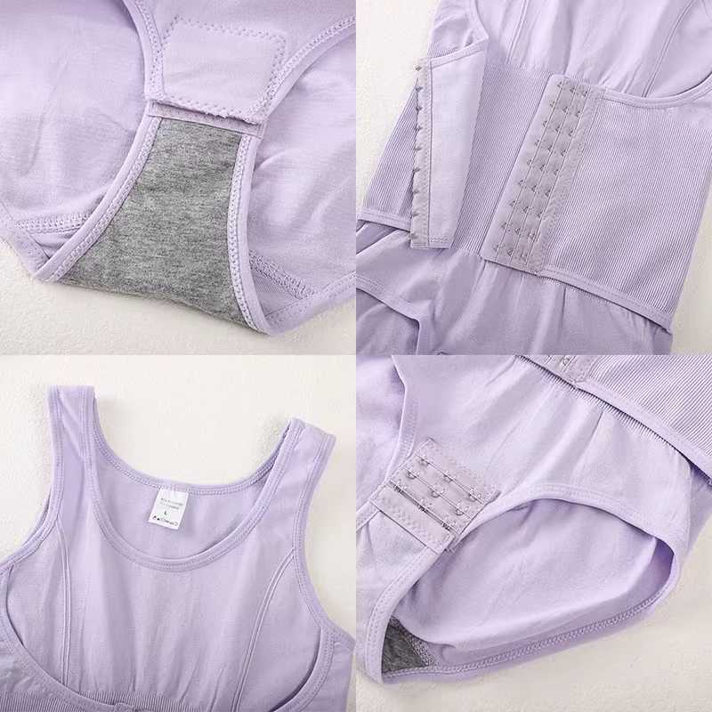 Body Shapewear Double boutonnage ventre contrôle corps Shaper post-partum minceur femme taille formateur
