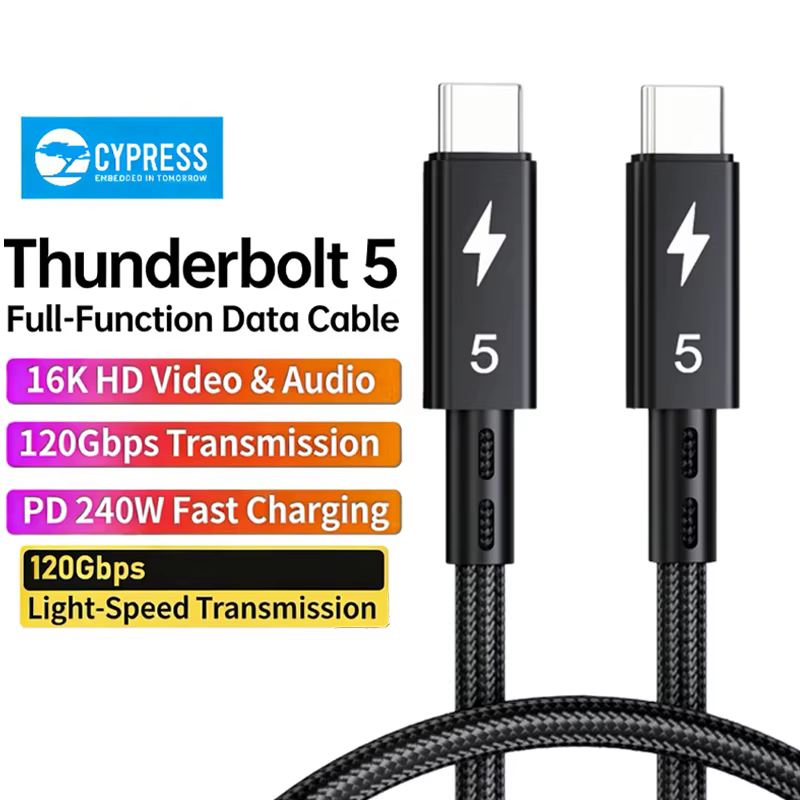 Nouveau câble Thunderbolt 5 120 Gbps PD 240 W, câble de données à charge rapide, 8K60Hz Type C pour MacBook, iPad, iPhone, Android