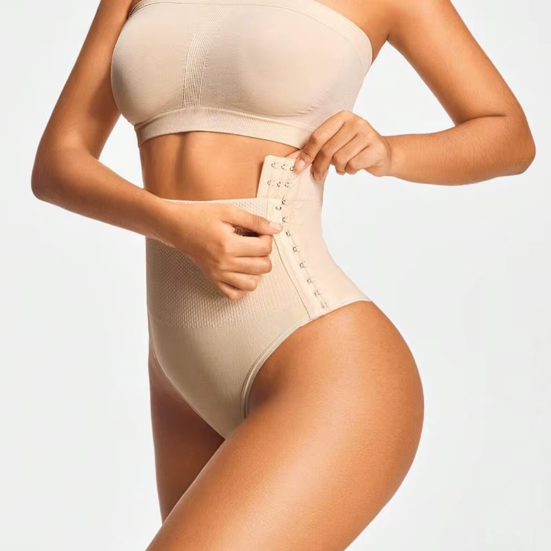 Culotte gainante taille haute amincissante effet ventre plat avec crochets