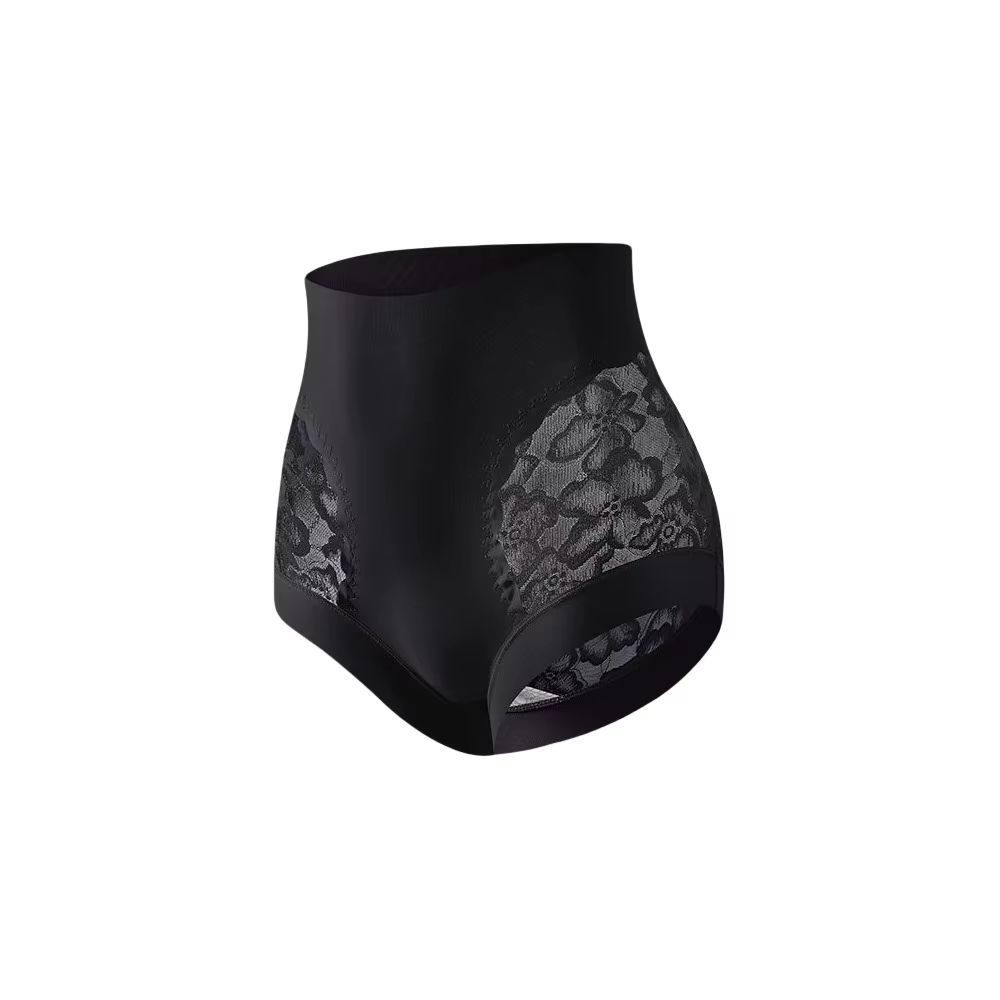 Culotte gainante post-partum taille haute sans couture avec fleurs en dentelle