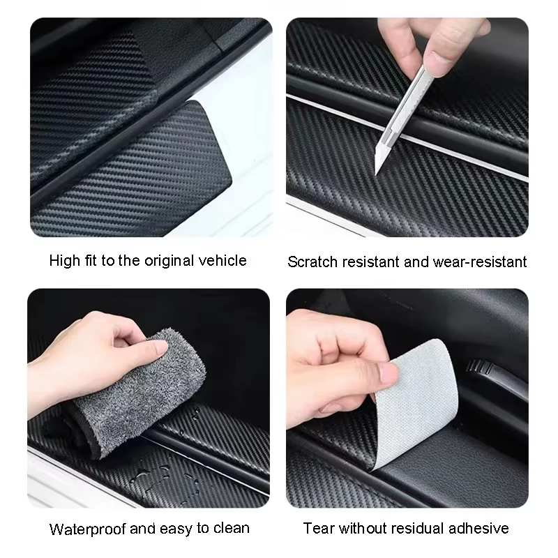 Autocollants de protection de seuil de porte de voiture en Fiber de carbone, imperméables, pour Kia Sportage Ceed Picanto Rio ProCeed Niro Stonic K7 K5 K8 K3
