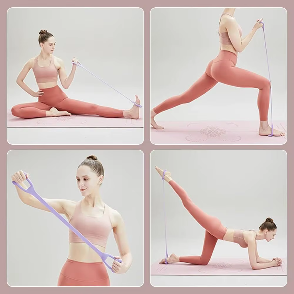 Civière en forme de 8 pour le fitness à domicile, la mise en forme du dos, bande élastique avec épaule ouverte et bande d'étirement du dos pour l'exercice des épaules