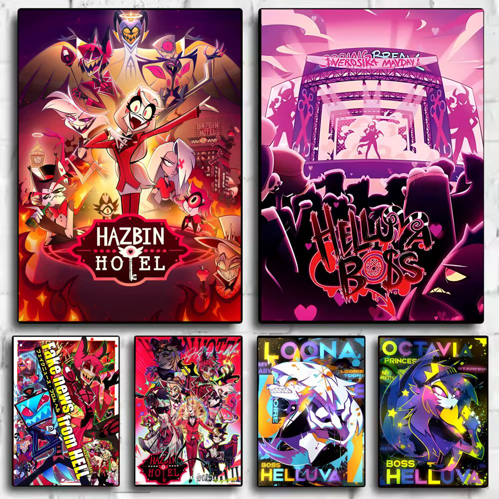 Affiche murale classique Anime H_Hazbin H_Hotel, autocollants artistiques décoratifs, impression Photo murale pour la maison, salon, couloir, décor