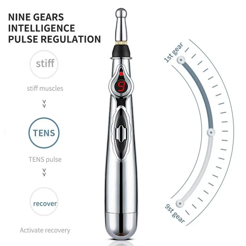 Stylo de Massage électrique à points d'acupuncture, 2/5 têtes, stylo de Massage énergétique méridien, thérapie de soulagement de la douleur, rouleau de beauté du dos, du cou et du visage
