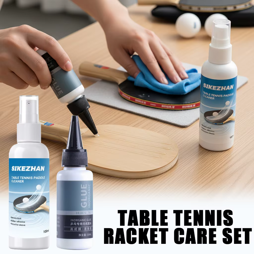 Ensemble de colle et de nettoyant pour raquette de tennis de table, colle inorganique de 30 ml + nettoyant pour raquette de 100 ml, liaison forte, nettoyage rapide, restauration de la prise en main