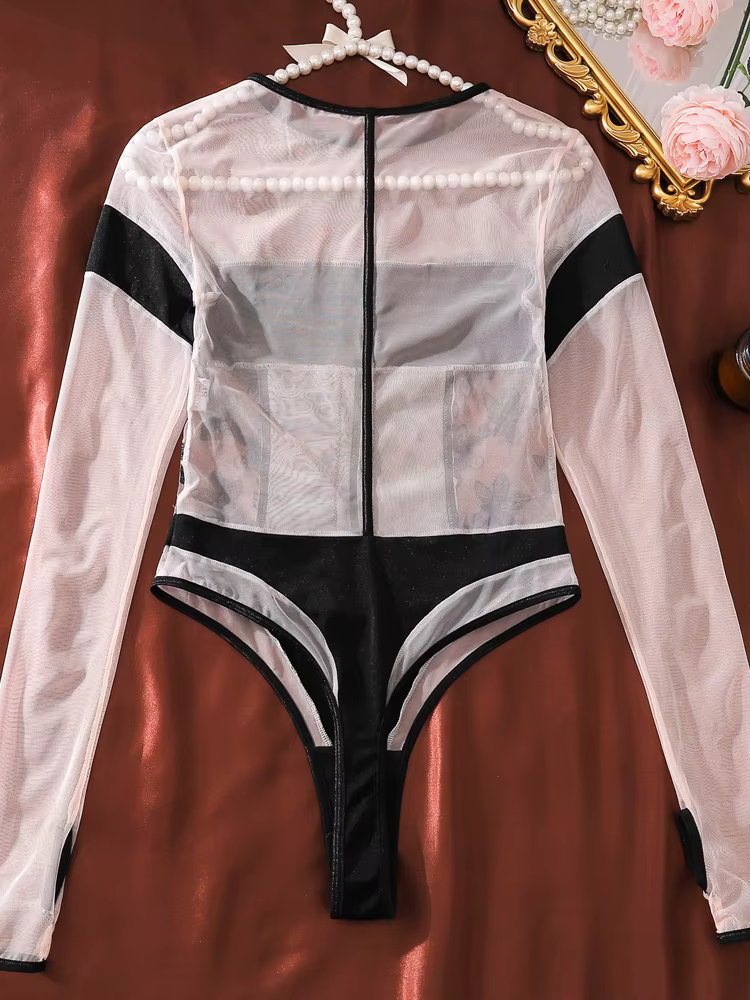 Body en dentelle sexy Belamimi pour femme – Haut élégant