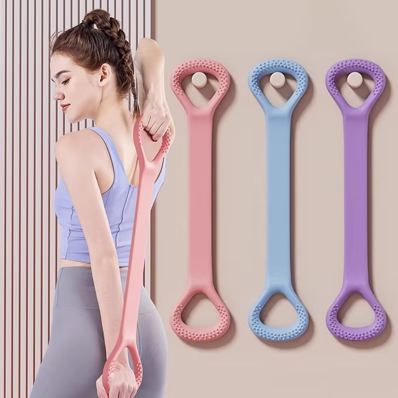 Civière en forme de 8 pour le fitness à domicile, la mise en forme du dos, bande élastique avec épaule ouverte et bande d'étirement du dos pour l'exercice des épaules