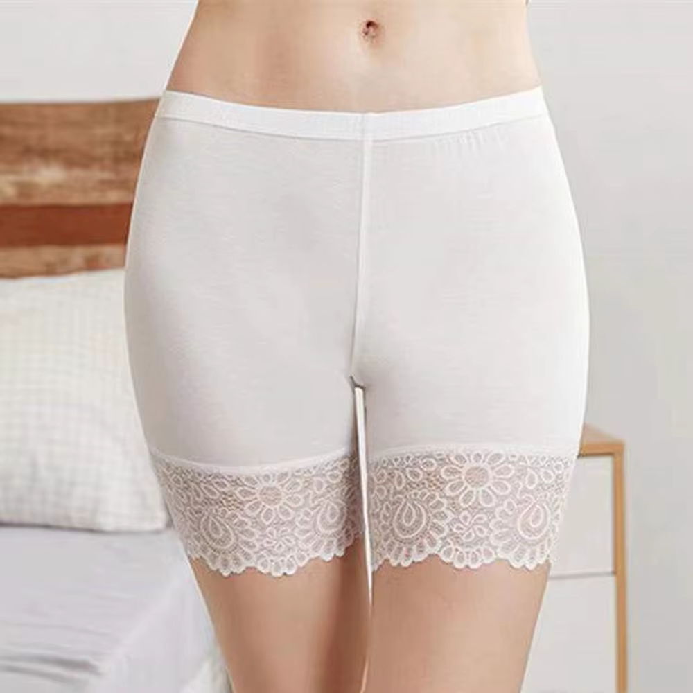 Short de sécurité respirant en dentelle pour femme, pantalon fin, modal, anti-exposition, taille haute, grande taille, legging à quatre coins, été, M ~ 2XL