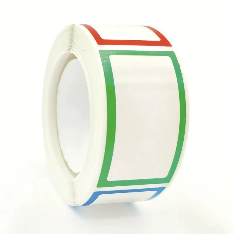 Grande étiquette autocollante colorée, 1 rouleau, avec notes autocollantes vierges, nom écrit à la main, grande étiquette rectangulaire