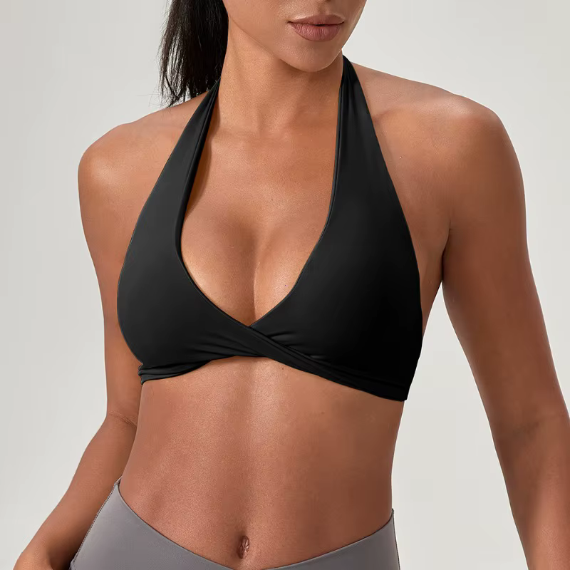 Soutien-gorge de sport pour femmes, col licou, Design élégant au dos, soutien-gorge de Yoga, de gymnastique, de course, de Fitness, vêtements pour femmes