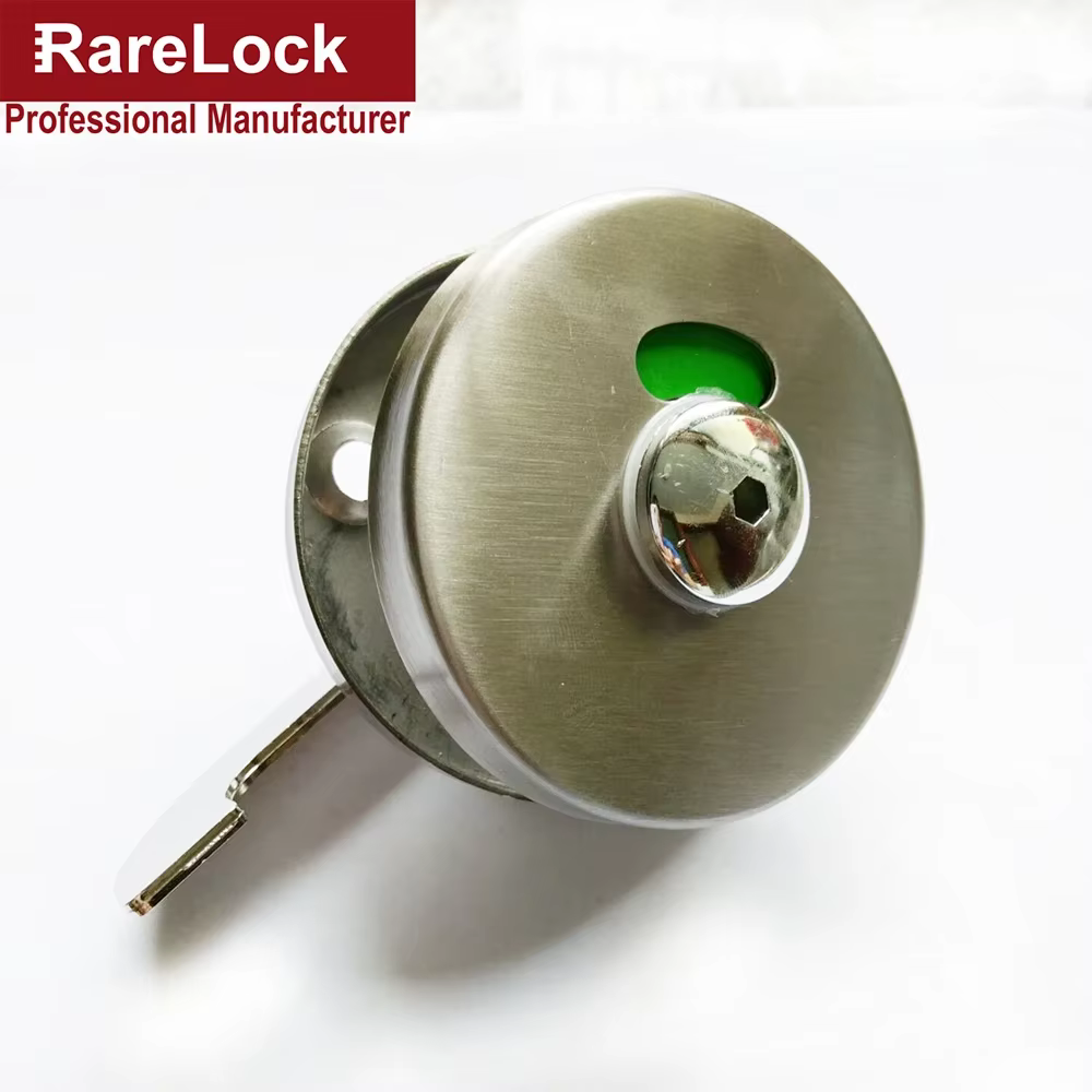 Rarelock-Serrure de porte plate en acier inoxydable pour toilettes, accessoire de bricolage avec étiquette, lieu public, MS117 G