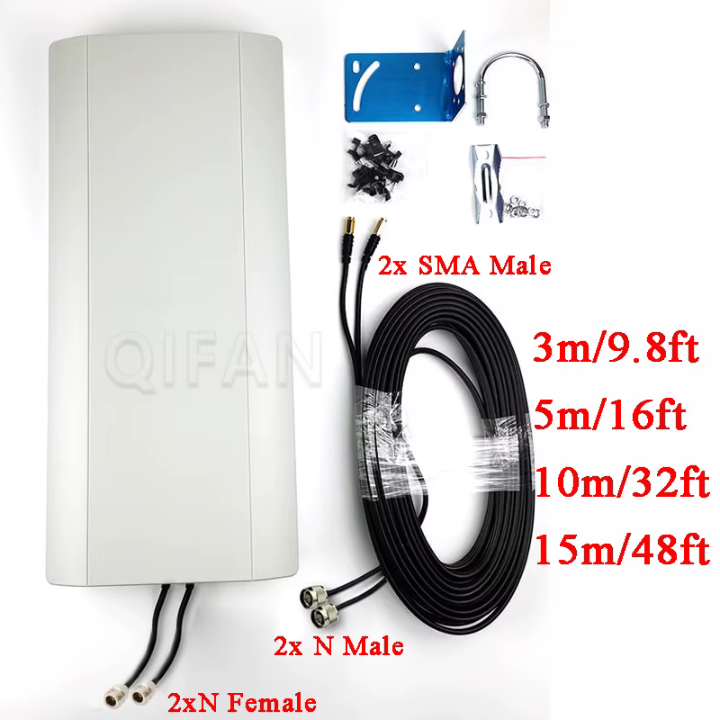 Antenne 5G à gain élevé, montage mural, extérieure, étanche, directionnelle, double polarisation MIMO, antenne 3G 4G 5G, 2x16dBi à gain élevé