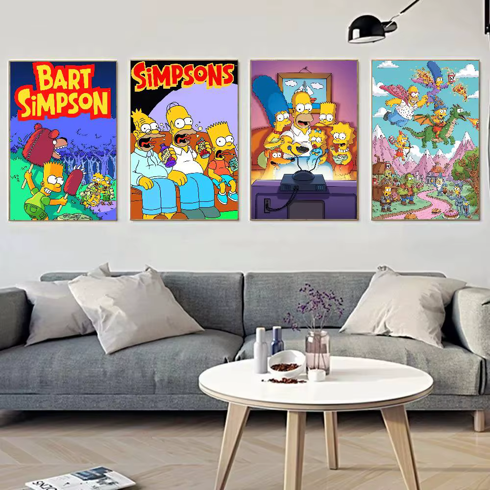 Affiche d'anime vintage The Simpsons, décoration murale pour bureau, salon, décoration unique pour la maison, image décorative