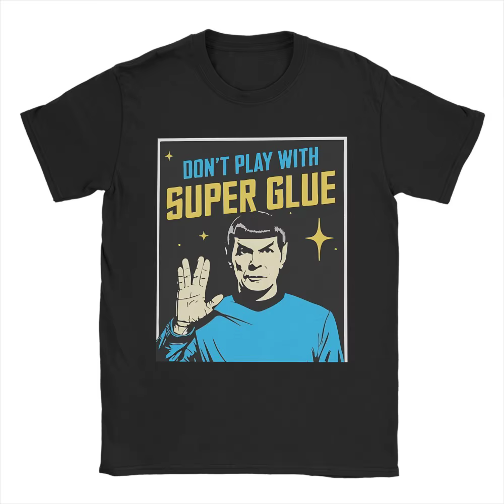 Nouveau 2026 T-shirt pour homme en coton vintage à col rond et manches courtes, motif 'Don't Play with Super Glue Stars Treks', style Y2K