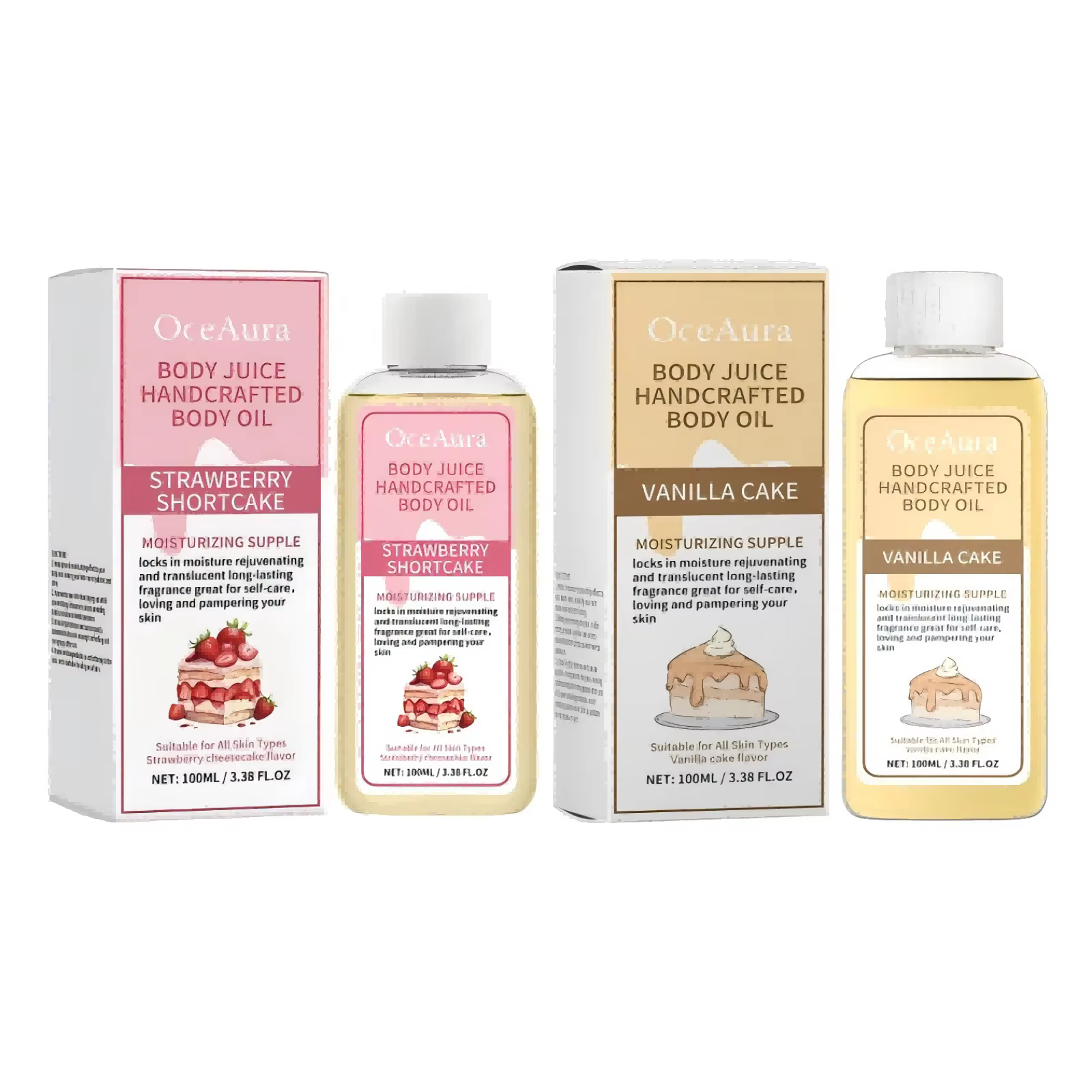 OceAura huile corporelle parfumée vanille parfum longue durée hydratant rajeunissement de la peau huile de noix de coco huile de Massage corporel fraise
