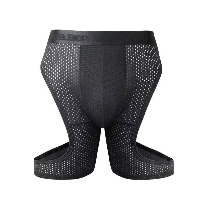 Slip de sport pour hommes, fitness, soie glacée, entraînement fin, séchage rapide, course à pied, jambe allongée, anti-usure, pantalon boxer à entrejambe non-usure