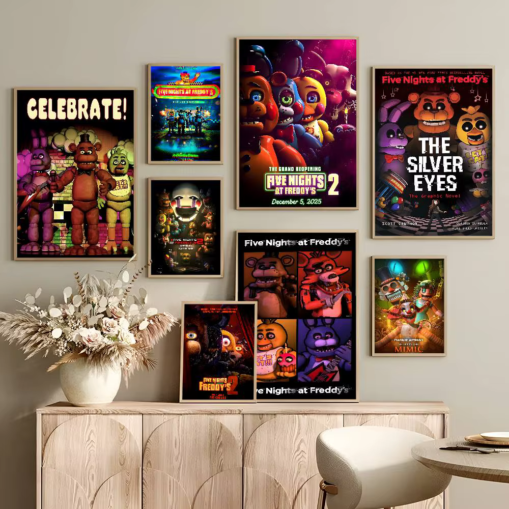 Affiche artistique autocollante classique Fnaf Five-nights-At-Freddys, impressions sur papier blanc, affiches artistiques, peinture murale esthétique