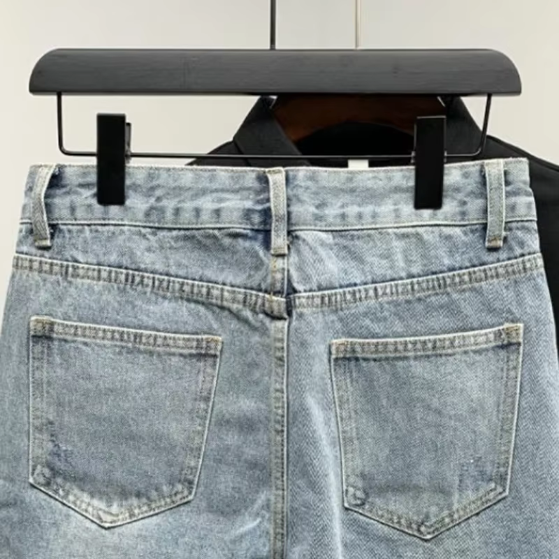 Short en jean droit graphique pour homme, pantalon court, boutons de mode, nouveauté de luxe, Y2K, été, vente XL, original, nouveau