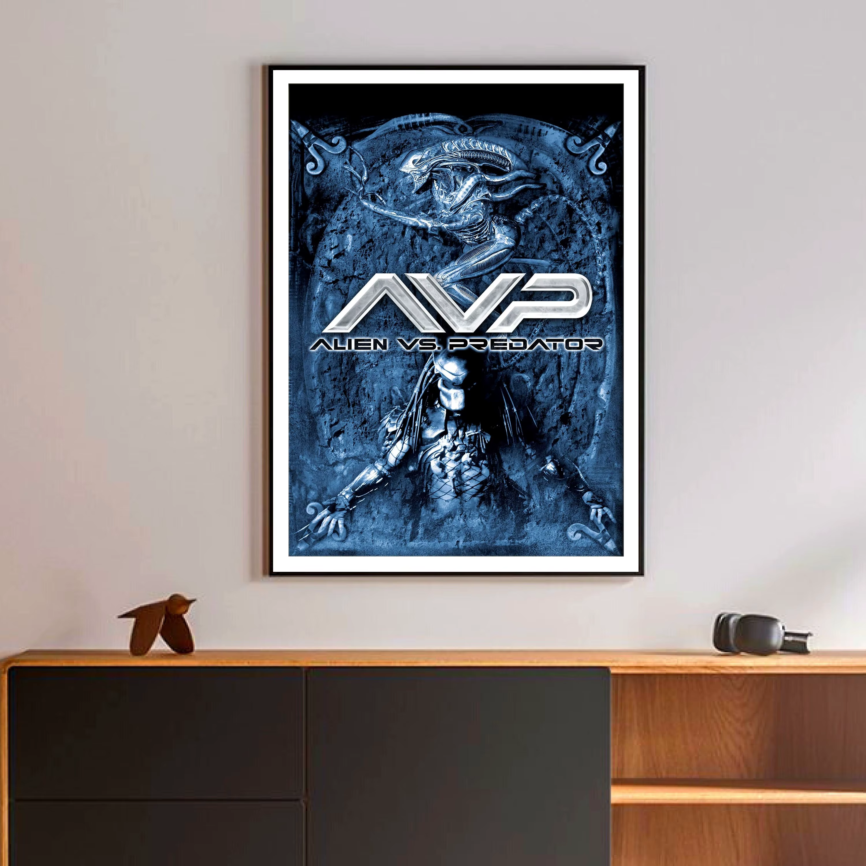 Affiche de film ancien de thriller de science-fiction rétro classique Avp : Alien Vs. Image de prédateur pour salle de jeux, toile imprimée, décoration murale pour la maison