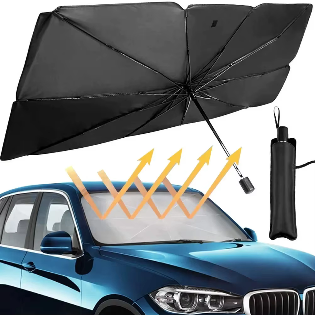Pare-soleil de voiture, pare-brise avant, colle argentée, résistant aux Uv, pliable, accessoires de protection solaire pour voiture