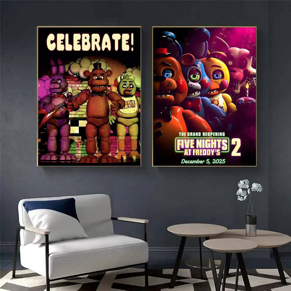 Affiche artistique autocollante classique Fnaf Five-nights-At-Freddys, impressions sur papier blanc, affiches artistiques, peinture murale esthétique