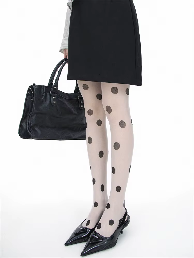 Collants à pois transparents en Nylon 10D pour femmes