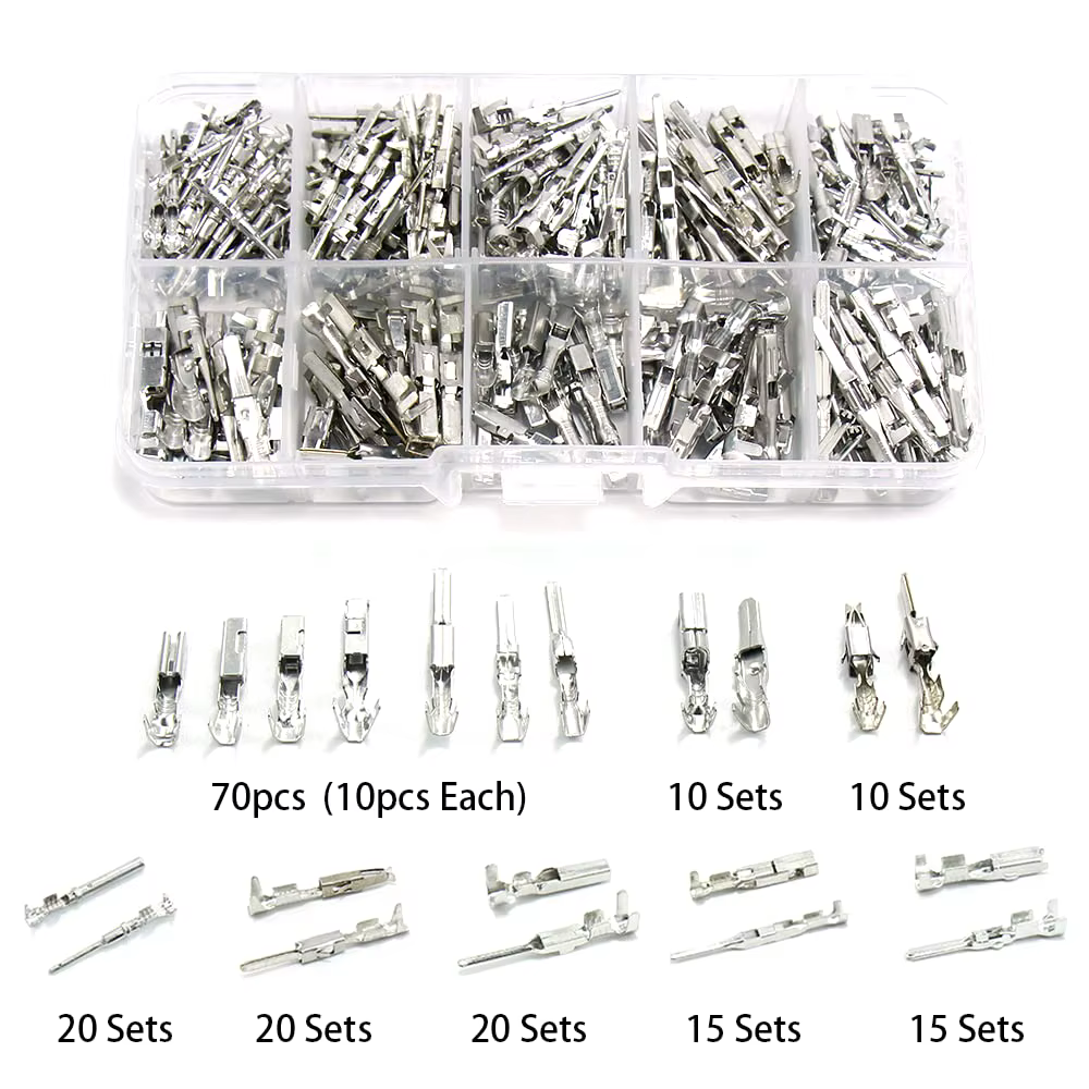 Borne de fil électrique de voiture 1/1, 5/1,8/2,2/2,8/3,5mm, connecteur électrique automatique, retrait de prise Non isolé, broches à sertir mâles et femelles