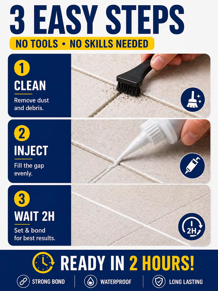 Adhésif de réparation pour carrelage céramique, colle pour réparer les carreaux creux, solution de réparation de carrelage à séchage rapide et à forte adhérence