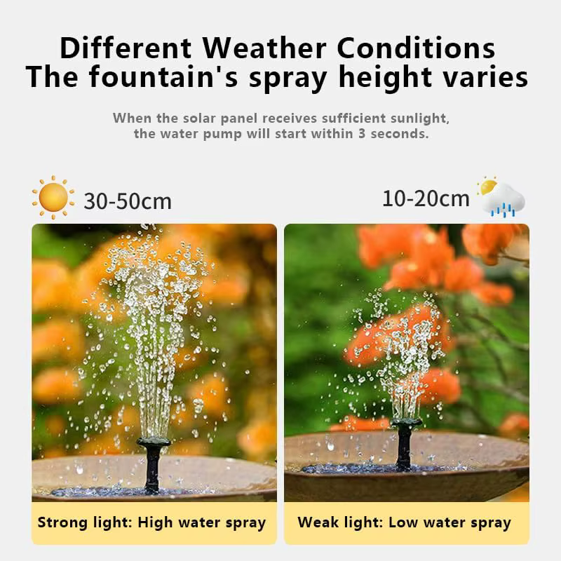 Pompe à eau solaire d'extérieur avec 6 buses, fontaine pour bain d'oiseaux, pour cour, jardin, piscine, bassin, aquarium, décoration