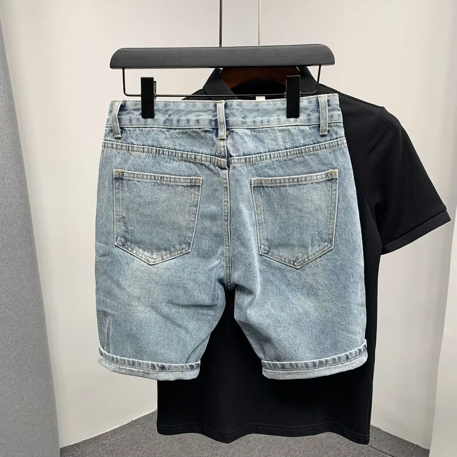 Short en jean droit graphique pour homme, pantalon court, boutons de mode, nouveauté de luxe, Y2K, été, vente XL, original, nouveau