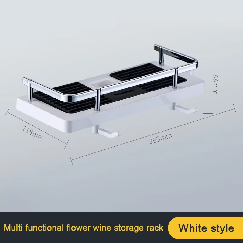 Étagère de rangement de salle de bain simple, sans perçage, carrée, pour barre de douche, plateau de rangement multifonctionnel pour douche