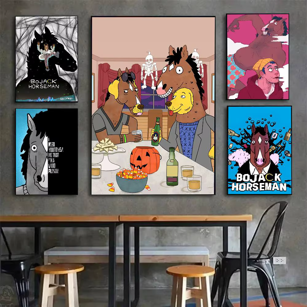 Affiche d'art drôle BoJack H-Horsemans avec imprimés, décoration de maison, chambre à coucher, salon, cadeau